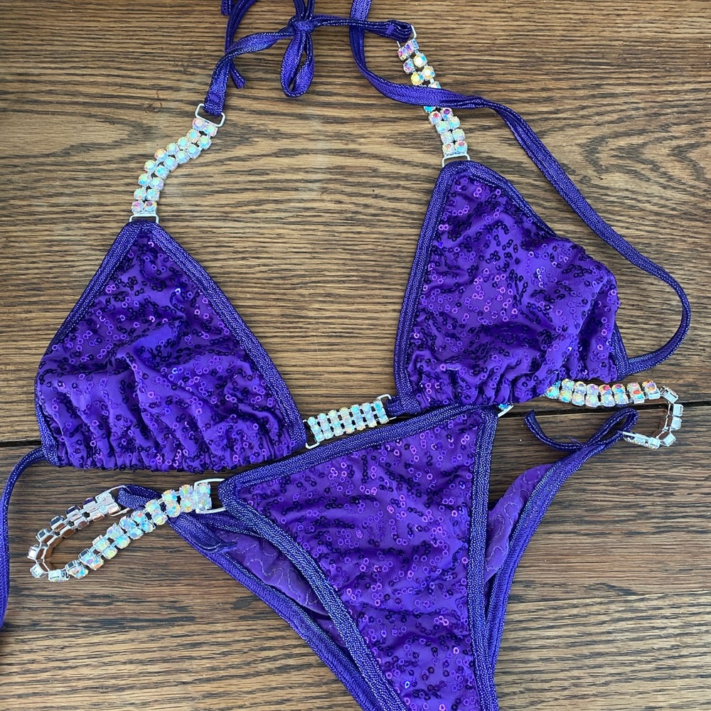 Purple Sequin Angel competition bikini